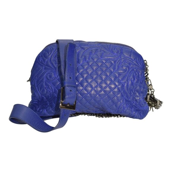 Gianni Versace Vanitas Quilted Leather Shoulder Bag in Electric Blue - Picture 1 of 16